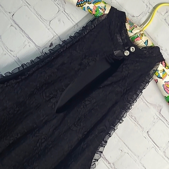 White Birch Goth Black Floral Lace Lined Tank Top Made in USA Womens Size Medium - Picture 10 of 16